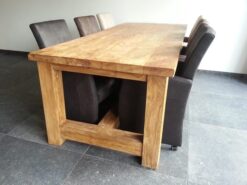 Robuuste Teakhouten Kloostertafel Oud Teak - 220 x 100 cm