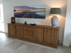 Strak Teakhouten Dressoir Greeploos - 280 x 50 x 90 cm