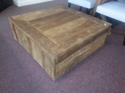 Salonkist Teak Oud Hout - Rustieke Salontafel Met 2 Laden - Afbeelding 2