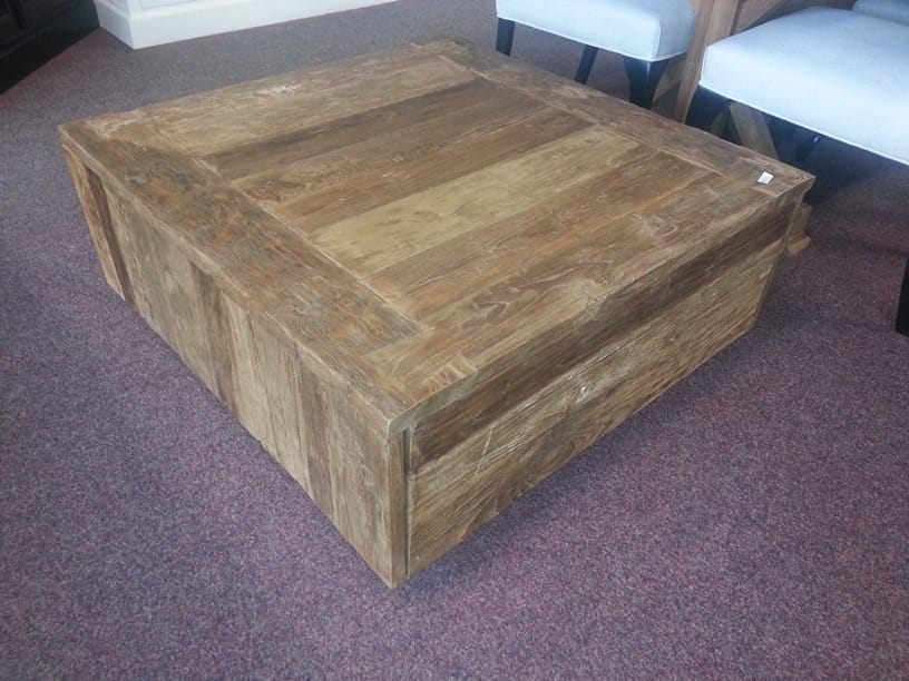 Salonkist Teak Oud Hout - Rustieke Salontafel Met 2 Laden - Afbeelding 2