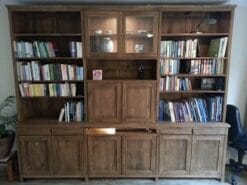 Teak Wandmeubel Boekenkast Bureau - 240 x 45 x 220 cm - Afbeelding 2