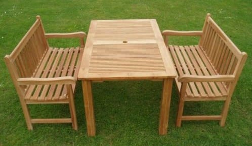 Teak tuintafel met 2 tuinbanken