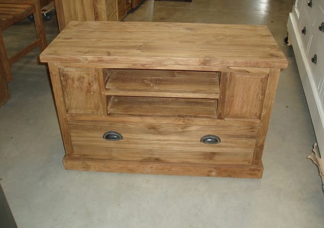 Maatwerk Teak TV Kast op Wielen - Mobiel & Massief Hout